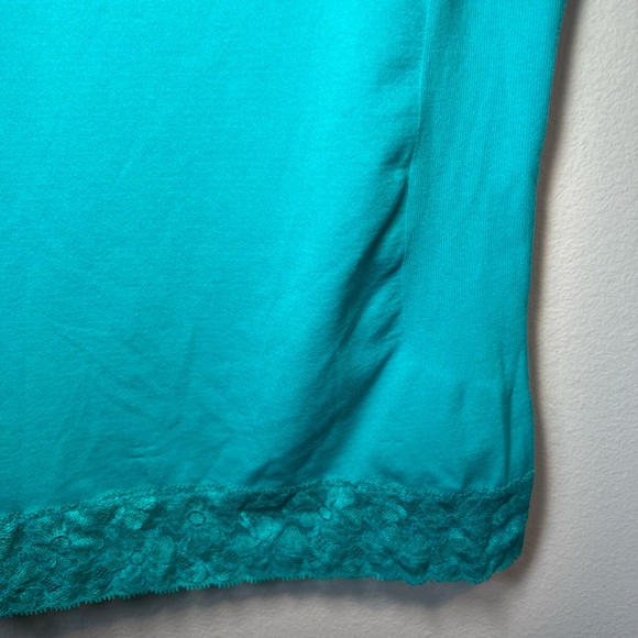 Lace Trim Cami Top Aqua Sleeveless Tank Top Whimsical Babydoll Aqua Womens Large - Picture 4 of 8